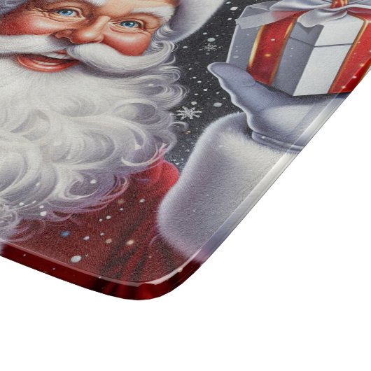 Classic Santa met cadeau & ornamenten Snijplank (Hoek)