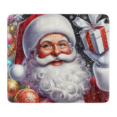 Classic Santa met cadeau & ornamenten Snijplank (Voorkant)