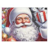 Classic Santa met cadeau & ornamenten Tafelkleed (Voorkant (Horizontaal))