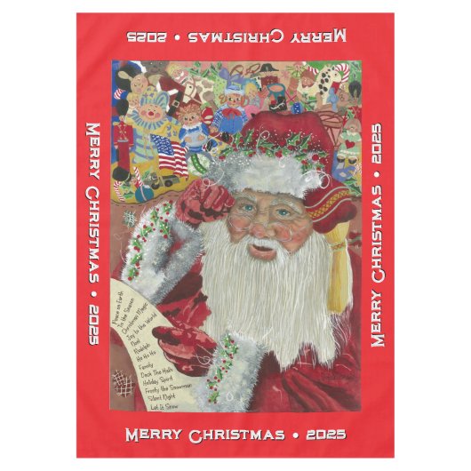 Classic Santa - Rood Kerst Tafelkleed (Voorkant)