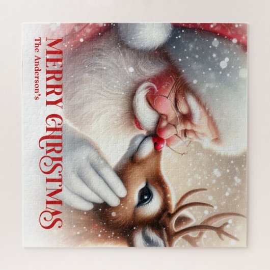 Classic Santa Rudolph Custom Christmas Puzzle Kids Legpuzzel (Horizontaal)