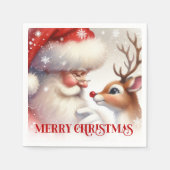 Classic Santa Rudolph Festive Dinner Set Servet (Voorkant)