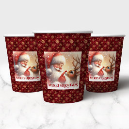 Classic Santa Rudolph Funny Cartoon Christmas Cups Papieren Bekers