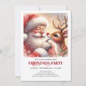 Classic Santa Rudolph Holiday Magic Winter Party  Kaart (Voorkant)