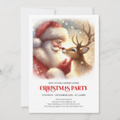 Classic Santa Rudolph Holiday Party Invitation Kaart (Voorkant)