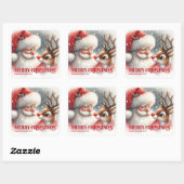 Classic Santa Rudolph Personalized Christmas Kids  Vierkante Sticker (Vel)