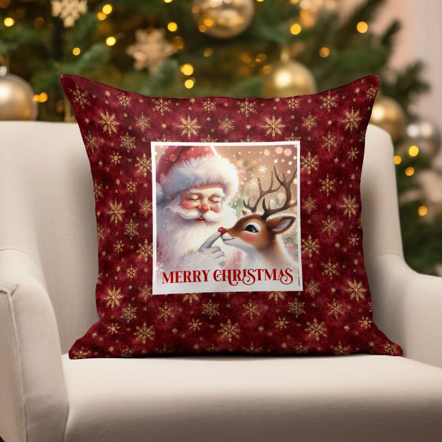 Classic Santa Rudolph Pillow Merry Xmas Warmth  Kussen (Classic Santa Rudolph Pillow Merry Xmas Warmth )