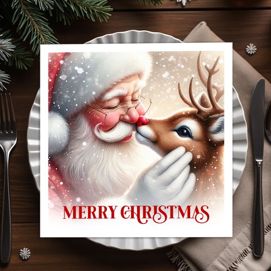 Classic Santa Rudolph Xmas Celebration Napkins Servet