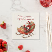 Classic Santa Sledge en Cadeaus Vrolijk Kerstfeest Servet (Insitu)