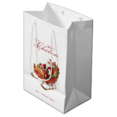 Classic Santa Sleigh Merry Christmas Aangepaste na Medium Cadeauzakje (Voorkant Gekanteld)