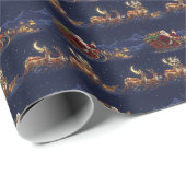 Classic Santa Sleigh Ride & Reindeer Christmas  Cadeaupapier (Rol Hoek)