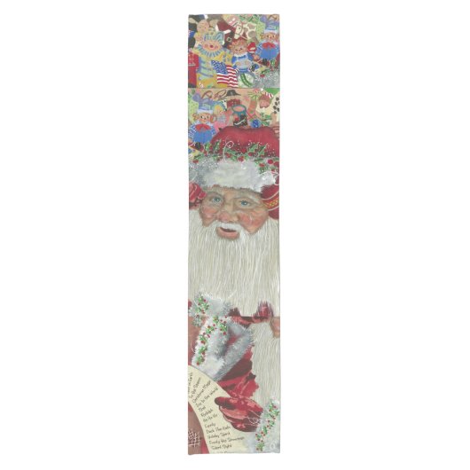 Classic Santa Table Runner Feestelijke Kerst 2025 Korte Tafelloper (Voorkant)