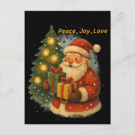 Classic Santa Under the Tree Christmas Post Card Briefkaart