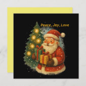 Classic Santa Under the Tree  Flat Christmas Card (Voorkant / Achterkant)