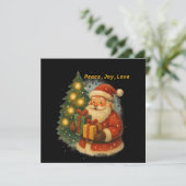 Classic Santa Under the Tree  Flat Christmas Card (Staand voorkant)