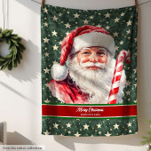 Classic Santa Waterverf Blanket Monogram Tekst Fleece Deken