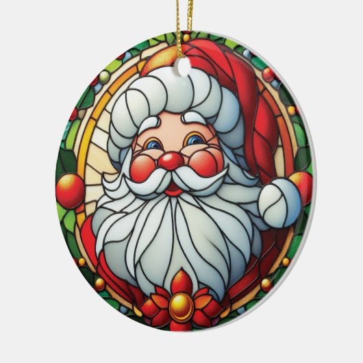 Classic Santa with Holly Wreath Keramisch Ornament (Links)