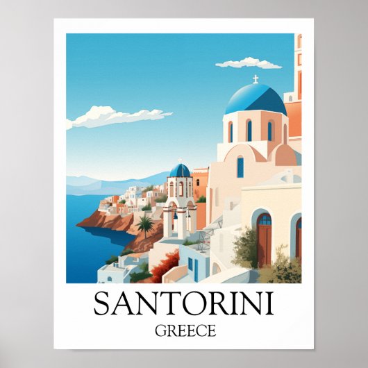 Classic Santorini Travel Artwork -  Grieks Poster (Voorkant)