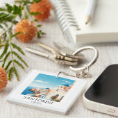 Classic Santorini Travel Artwork - Grieks Sleutelhanger (Voorkant Rechts)