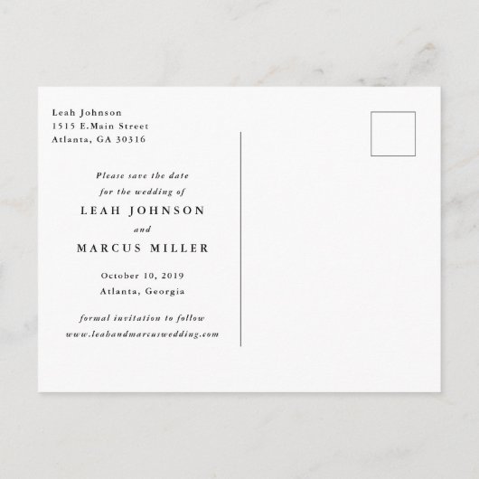 Classic Save the Date Briefkaart (Achterkant)