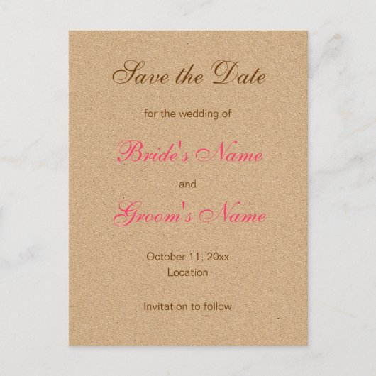 Classic Save the Date Briefkaarten in het roze (Voorkant)