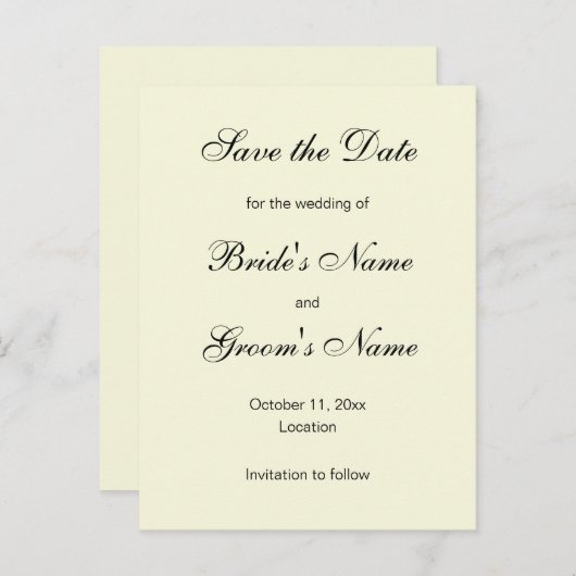 Classic Save the Date Briefkaarten in Ivoorkust (Voorkant / Achterkant)