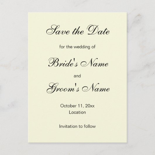 Classic Save the Date Briefkaarten in Ivoorkust (Voorkant)