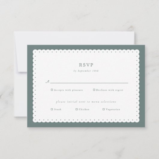 Classic Scalloped Edge Wedding Response Kaart (Voorkant)