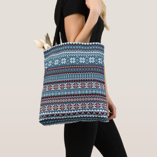 Classic Scandinavian Christmas Sweater Pattern Tote Bag