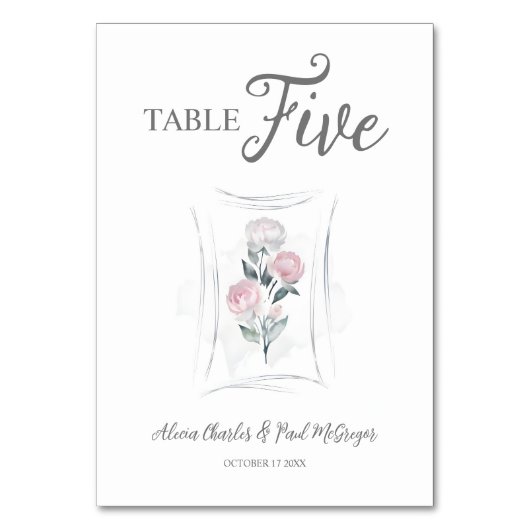 Classic Schattige Bloemen Pioenen Bunch in Grijs & Kaart (Voorkant)