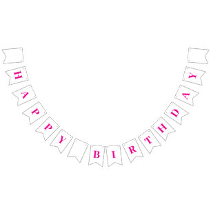 Classic Schattige Hot Pink Happy Birthday Bericht Vlaggetjes