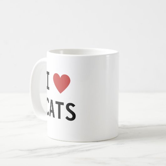 Classic Schattige I Heart Cats Bericht Koffiemok (Voorkant links)