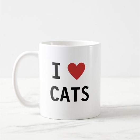 Classic Schattige I Heart Cats Bericht Koffiemok (Links)
