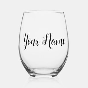 Classic Schattige Minimal Cursive Handtekening Naa Wijnglas Zonder Voet
