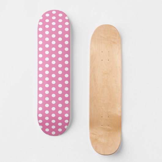 Classic Schattige Polka Dot Roze en Wit Persoonlijk Skateboard (Voorkant)