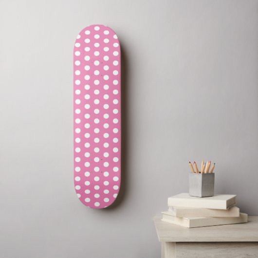 Classic Schattige Polka Dot Roze en Wit Persoonlijk Skateboard (Muurkunst)