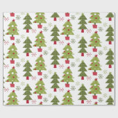 Classic Schattigee kerstbomen groen wit rood Cadeaupapier (Vlak)