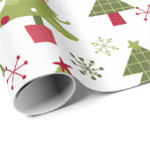 Classic Schattigee kerstbomen groen wit rood Cadeaupapier (Rol Hoek)