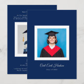 Classic Scholar Blue High School Photo Grad Aankondiging (Voorkant / Achterkant)