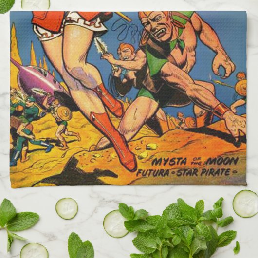 CLASSIC  SCI FI COMICS ILLUSTRATIE THEEDOEK (Gevouwen)