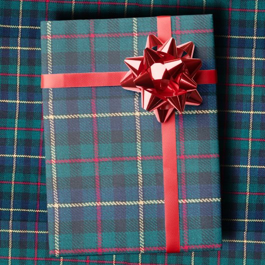 Classic Scottish Hunter Green & Navy Clan Tartan Cadeaupapier