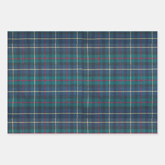 Classic Scottish Hunter Green & Navy Clan Tartan Inpakpapier Vel (Voorkant 2)