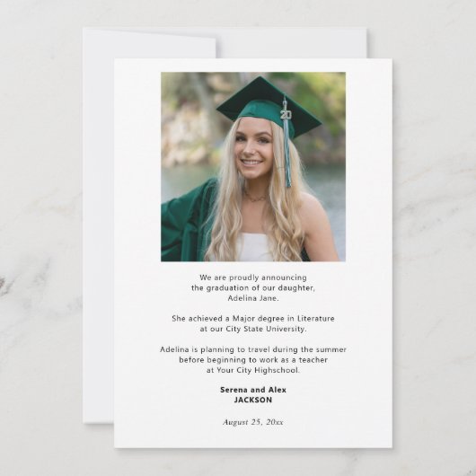 Classic script 2 foto's klasse van 2024 afstuderen aankondiging (Achterkant)