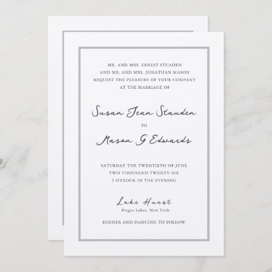 Classic Script Aangepaste offerte Uitnodiging voor (Voorkant / Achterkant)