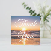 Classic Script Beach Sunset Foto Dank u kaart (Staand voorkant)