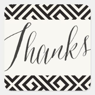 Classic Script Bedankt Geometrisch Grieks Sleutel  Vierkante Sticker