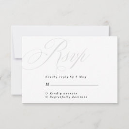 Classic Script Black en Grey Wedding RSVP Kaart