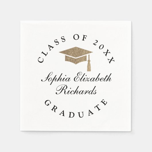 Classic Script Black en White Afstuderen Servet (Voorkant)