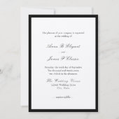 Classic Script Black Wedding Invitation Kaart (Voorkant)