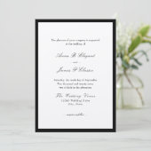 Classic Script Black Wedding Invitation Kaart (Staand voorkant)